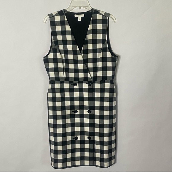 🎊Host Pick 9/27!🎊 1901 Checkered Pinafore plaid dress women’s Size 14 preppy - Picture 2 of 13